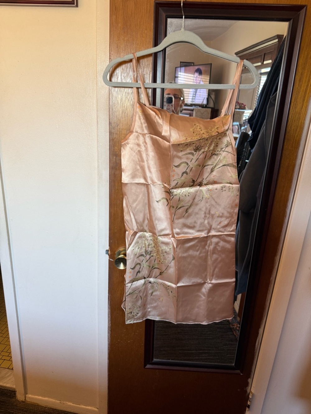 Silk-Feel Pink Floral Slip Chemise